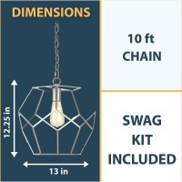 Af Lighting Bellini Polygons Pendant Light With Brushed Nickel Finish And Swag Kit For Plug-In Or Hardwire Installation