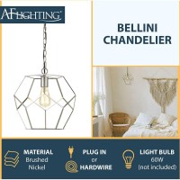 Af Lighting Bellini Polygons Pendant Light With Brushed Nickel Finish And Swag Kit For Plug-In Or Hardwire Installation