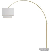 Af Lighting Orb Adjustable Plug-In Floor Lamp With Online Foot Switch, Marble Base And Brushed Gold Metal Globe Shade For Home Or Office