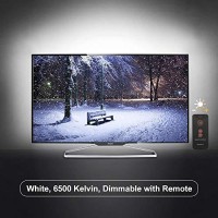 Eppiebasic Tv Light Background Lighting Usb Led Mood Backlighting For Monitor Hdtv, Dimmable True White Lights, Eye Strain Reduce, 32 To 60 Inches Tv (Strong Adhesive, Ir Remote, S Shape Led Strip)