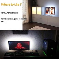 Eppiebasic Tv Light Background Lighting Usb Led Mood Backlighting For Monitor Hdtv, Dimmable True White Lights, Eye Strain Reduce, 32 To 60 Inches Tv (Strong Adhesive, Ir Remote, S Shape Led Strip)