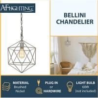 Af Lighting Bellini Triangles Pendant Light With Brushed Nickel Finish And Swag Kit For Plug-In Or Hardwire Installation