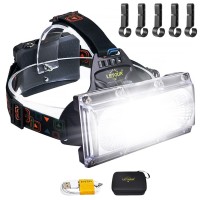 Letour Led Headlamp 1800 Lumen Rechargeable Headlamp Cob High Bright Headlight 3 Modes Ip65 Waterproof Work Light Overnight Battery Life For Hard Hat Camping Cycling Hunting Fishing Climbing Outdoor