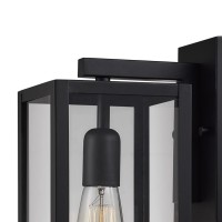 Globe Electric 44176 Bowery 1-Light Outdoor And Indoor Wall Sconce With A Matte Black Finish And Clear Glass Panes Shade, Weather Resistant Technology