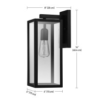 Globe Electric 44176 Bowery 1-Light Outdoor And Indoor Wall Sconce With A Matte Black Finish And Clear Glass Panes Shade, Weather Resistant Technology