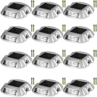 Happybuy Driveway Lights 12-Pack Solar Driveway Lights Bright White With Screws Solar Deck Lights Outdoor Waterproof Wireless Dock Lights 6 Leds For Path Warning Garden Walkway Sidewalk Steps