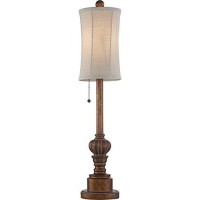 Regency Hill Bertie Traditional Style Buffet Table Lamps 28 Tall Set Of 2 Warm Brown Wood Tone Fabric Drum Shade Decor For Living Room Bedroom House Bedside Nightstand Home Office