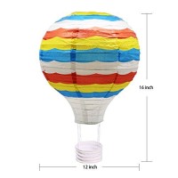 Hanging Rainbow Hot Air Balloon Paper Lanterns Set Party Decoration Birthday Wedding Christmas Party Decor Gift, 12 Inch, Pack Of 5 Pieces