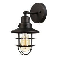 Globe Electric 59123 1-Light Wall Sconce, Dark Bronze, Removable Cage Shade, Wall Lighting, Wall Lamp Dimmable, Wall Lights For Bedroom, Kitchen Sconces Wall Lighting, Home D�Cor, Bulb Not Included