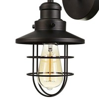 Globe Electric 59123 1-Light Wall Sconce, Dark Bronze, Removable Cage Shade, Wall Lighting, Wall Lamp Dimmable, Wall Lights For Bedroom, Kitchen Sconces Wall Lighting, Home D�Cor, Bulb Not Included