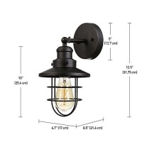 Globe Electric 59123 1-Light Wall Sconce, Dark Bronze, Removable Cage Shade, Wall Lighting, Wall Lamp Dimmable, Wall Lights For Bedroom, Kitchen Sconces Wall Lighting, Home D�Cor, Bulb Not Included