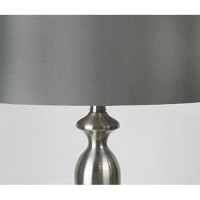 Grandview Gallery Table Lamps With Dark Grey Lamp Shade, Set Of 2 - Brushed Nickel Body With Grey Linen Shade, 26.5