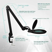 Esd Safe (Glass Lens) Professional Led Magnifying Lamp With Clamp (8 Diopter, 3X Magnification) Dimmable Work Light, Daylight Bright, 1200 Lumens 5600K-6000K, 60 Smd Leds, Bolioptics Mg16303222