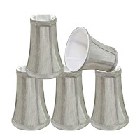 Aspen Creative 30246-5 Small Bell Shape Chandelier Clip-On Lamp Shade Set (5 Pack), Transitional Design In Silver Grey, 4