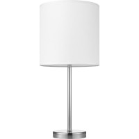 This table lamp features a brushed nickel finish and white linen shade to elegantly coordinate with nearly any room 10watt LED bulb produces a bright light to increase your visibility in dark settings Table lamp is perfect for accenting a side table or fo