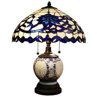 Warehouse Of Tiffany Dyl451-743 3 Light Akiko Glass Double-Lit Tiffany-Style Table Lamp, 21