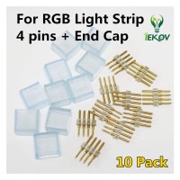 10Pack Of 4Pins And End Cap For Iekov High Voltage Rgb Light Strip