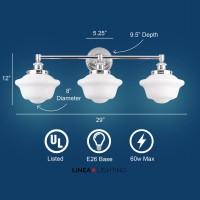 Linea Di Liara Lavagna Farmhouse Polished Chrome Bathroom Light Fixtures Over Mirror 3Light Bathroom Vanity Light Fixture Milk