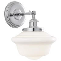 Linea Di Liara Lavagna Farmhouse Polished Chrome Bathroom Light Fixtures Over Mirror Bathroom Vanity Wall Sconce Milk Glass Shad