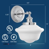 Linea Di Liara Lavagna Farmhouse Polished Chrome Bathroom Light Fixtures Over Mirror Bathroom Vanity Wall Sconce Milk Glass Shad