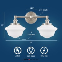 Linea Di Liara Lavagna Farmhouse Brushed Nickel Bathroom Light Fixtures Over Mirror 2Light Bathroom Vanity Light Fixture Milk G