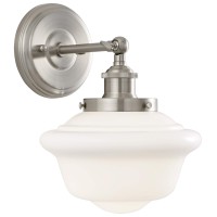 Linea Di Liara Lavagna Farmhouse Brushed Nickel Bathroom Light Fixtures Over Mirror Bathroom Vanity Wall Sconce Milk Glass Shade