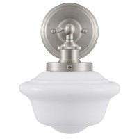 Linea Di Liara Lavagna Farmhouse Brushed Nickel Bathroom Light Fixtures Over Mirror Bathroom Vanity Wall Sconce Milk Glass Shade