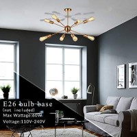 Vinluz Sputnik Chandelier Contemporary 8 Lights Brushed Brass Modern Pendant Lighting Gold Mid Century Ceiling Light Fixture For Dining Room Bed Room Kitchen Room Ul Listed