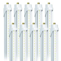 Onlylux T8 8Ft Led Bulbs, F96T12 Led Replacement 8 Foot Led Lights, 40W 4800Lm (100W 8' Fluorescent Equivalent),Single Pin Fa8 Base, 110V 120V 277V Input, Clear Cover (10 Pack)