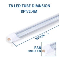 Onlylux T8 8Ft Led Bulbs, F96T12 Led Replacement 8 Foot Led Lights, 40W 4800Lm (100W 8' Fluorescent Equivalent),Single Pin Fa8 Base, 110V 120V 277V Input, Clear Cover (10 Pack)