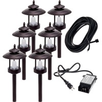 Westinghouse 6 Pack 100 Lumen Low Voltage Led Pathway Light Landscape Kit W/Transformer & Cable (Bronze)