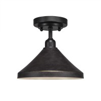 Vintage 1 Bulb Semi-Flush Shown In Dark Granite Finish With 10 Dark Granite Metal Shades