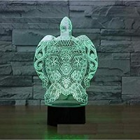 Fxus 3D New Turtle Night Light 16 Color Change Remote Control Touch Switch Led Table Desk Lamp Home Decoration Toy Birthday Xmas Kid Children Gift