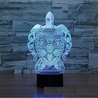 Fxus 3D New Turtle Night Light 16 Color Change Remote Control Touch Switch Led Table Desk Lamp Home Decoration Toy Birthday Xmas Kid Children Gift