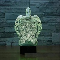 Fxus 3D New Turtle Night Light 16 Color Change Remote Control Touch Switch Led Table Desk Lamp Home Decoration Toy Birthday Xmas Kid Children Gift