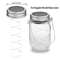 6 Pack Mason Jar Lights 10 Led Solar Multicolor Fairy String Lights Lids Insert For Patio Yard Garden Party Wedding Christmas Decorative Lighting Fit For Regular Mouth Jars 