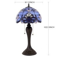 Werfactory Tiffany Lamp Stained Glass Table Bedside Lamp 12X12X22 Inches Blue Purple Baroque Style Lavender Reading Desk Light Decor Bedroom Living Room Home Office S003C Series