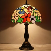 Werfactory Tiffany Lamp Stained Glass Lamp Hummingbird Style Bedside Table Lamp Desk Reading Light 12X12X18 Inches Decor Bedroom Living Room Home Office S101 Series