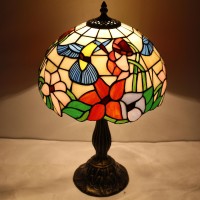 Werfactory Tiffany Lamp Stained Glass Lamp Hummingbird Style Bedside Table Lamp Desk Reading Light 12X12X18 Inches Decor Bedroom Living Room Home Office S101 Series