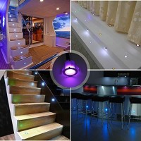 Chnxu Led Outdoor Deck Lights Kits, F1.18In Rgb 10 Pack Silver, Low Voltage 12V Dc Ip67 Waterproof, Multi Color Changing Remote Dimmable, Electric Wired Recessed Stair Step Floor Landscape Lighting