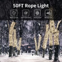 Ainfox Led Rope Light, 50Ft 540 Leds Led Strip Lights Indoor Outdoor Waterproof Decorative Lighting (Warm White)