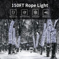 Ainfox Led Rope Light 150Ft 1620 Leds Indoor Outdoor Waterproof Led Strip Lights Decorative Lighting Cool White