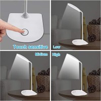 Deeplite Led Desk Lamp With Flexible Gooseneck 3 Level Brightness, Battery Operated Table Lamp 5W Touch Control,Compact Portable Lamp For Dorm Study Office Bedroom,Eye-Caring And Energy Saving