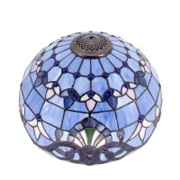 Werfactory Tiffany Pendant Light Fixture Blue Purple Baroque Stained Glass Hanging Lamp Wide 16 Inch, Height 40 Inch S003C Series