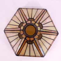 Werfactory Tiffany Lamp Shade Replacement 12X10X6 Inch Yellow Hexagon Stained Glass Mission Lampshade Only 1-5/8-Inch Fitter Opening For Arched Floor Lamp-Torchiere Lamp-Pendant Light S011 Series