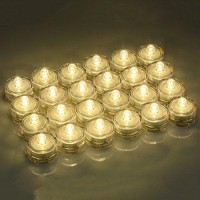 Submersible Led Lights, Waterproof Wedding Underwater Led Tea Lights Candles For Centerpiecespartychristmas Set Of 24, Warm White