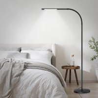 Joly Joy Led Modern Floor Lamps, Flexible Gooseneck Standing Reading Light W/Stable Base, 4 Color & 5 Brightness Dimmer, Touch & Remote Control, For Living Room, Chair, Couch, Office Task (Black)