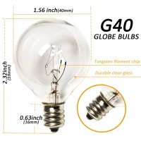 Sunsgne 25Ft Globe String Lights G40 Outdoor String Lights With 27 Clear Edison Bulbs Clear Edison Bulb String Lights For Indo