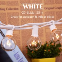 Sunsgne 25Ft Globe String Lights G40 Outdoor String Lights With 27 Clear Edison Bulbs Clear Edison Bulb String Lights For Indo