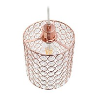 Elegant Designs Pt1001-Rgd 1 Light Elipse Crystal Cylinder Pendant, Rose Gold